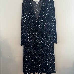 London Times Black Dress with Colorful Polka Dots